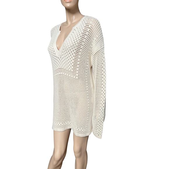 Vanessa Bruno Crochet Paterns Long Sweater Dress Size S Long Sleeves V-Neckline - Picture 3 of 7